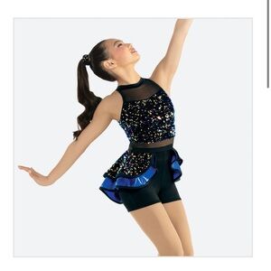Revolution Into the Groove Dance Costume Style 23984 Royal Blue & Black Size MC